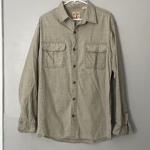 Shirt. Mens button up gray tan long sleeve shirt. Large. Red Head Brand Co. EUC